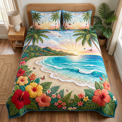 Paradise Shore 3-Piece Quilted Bedding Set NCU0TV1927