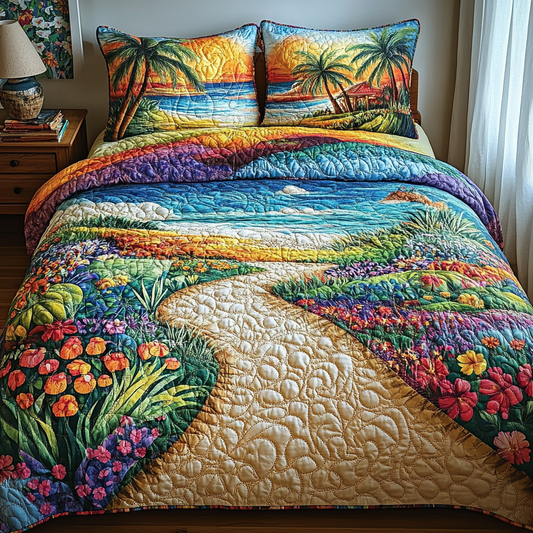 Paradise Shore 3-Piece Quilted Bedding Set NCU0DV4324