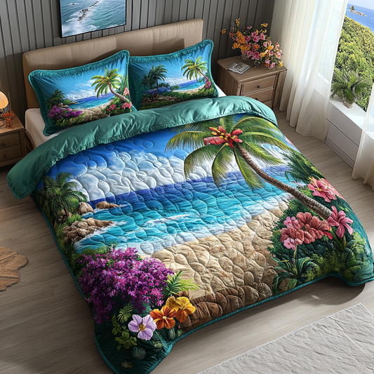 Paradise Shores 3-Piece Quilted Bedding Set NCU0DK5966