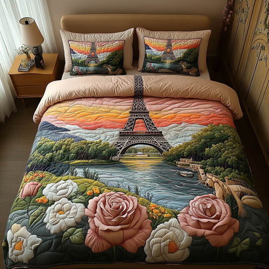 Paris Charm 3-Piece Quilted Bedding Set NCU0DV5067