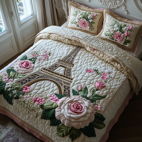 Paris Skyline 3-Piece Quilted Bedding Set NCU0DV5076