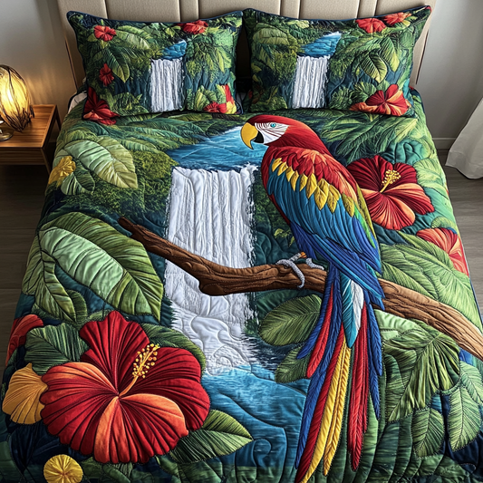 Parrot Vibes 3-Piece Quilted Bedding Set NCU0DK7747