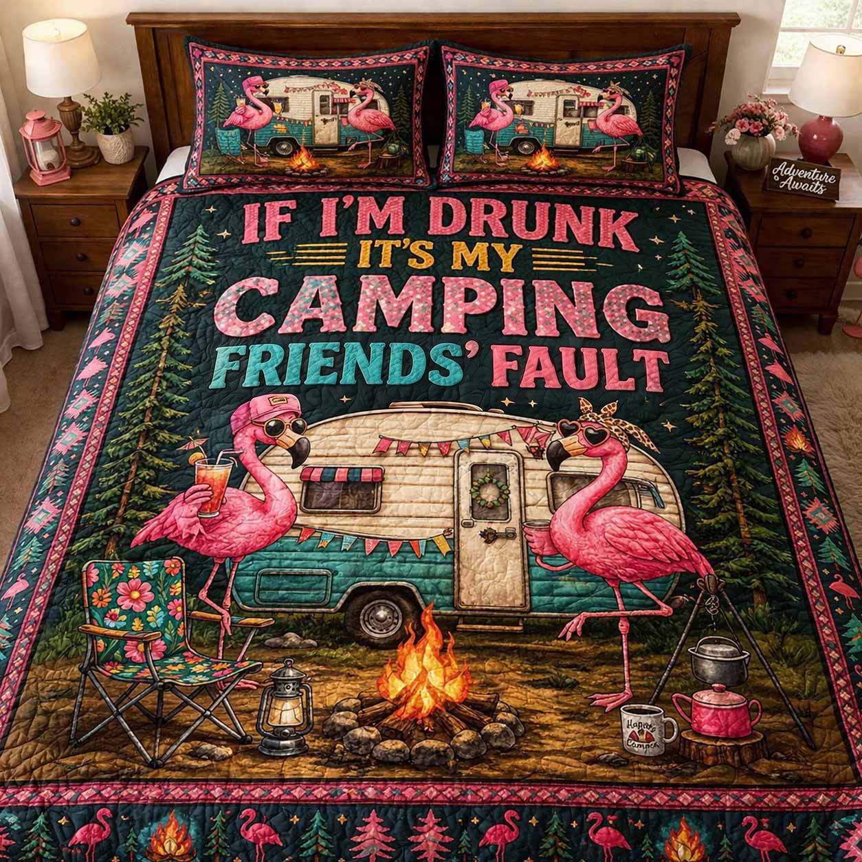 Party Camp 3-Piece Quilted Bedding Set NCU0XD2782