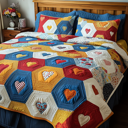 Passion Patchwork 3-Piece Quilted Bedding Set NCU0VH2343