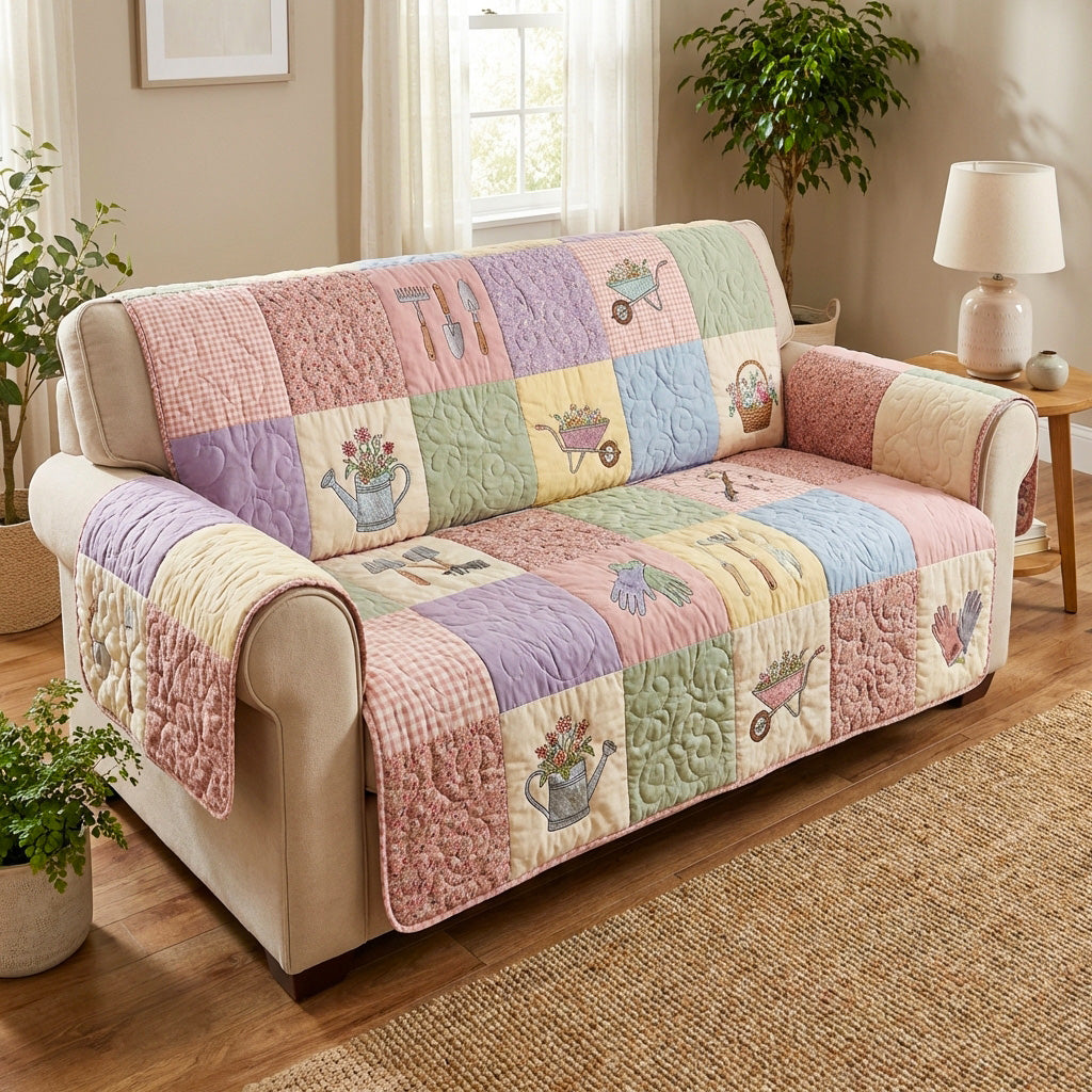 Pastel Bloom Quilted Sofa Cover NCU0TV1800