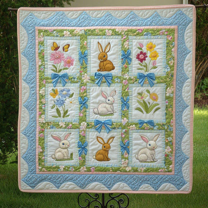 Pastel Bunny Bouquet Quilted Blanket NCU0NT3410