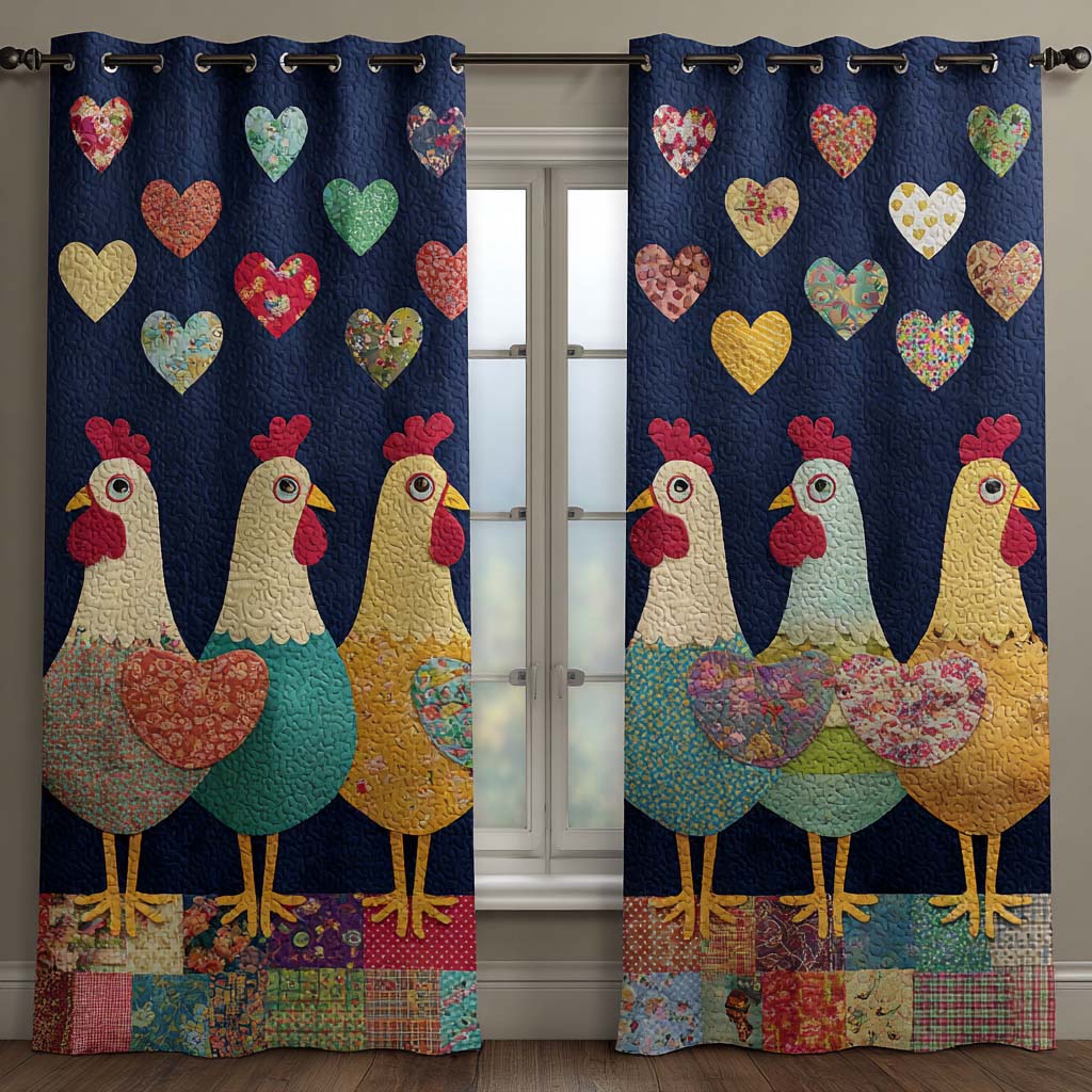 Pastel Chicken Parade Quilted Curtains NCU0XD2107