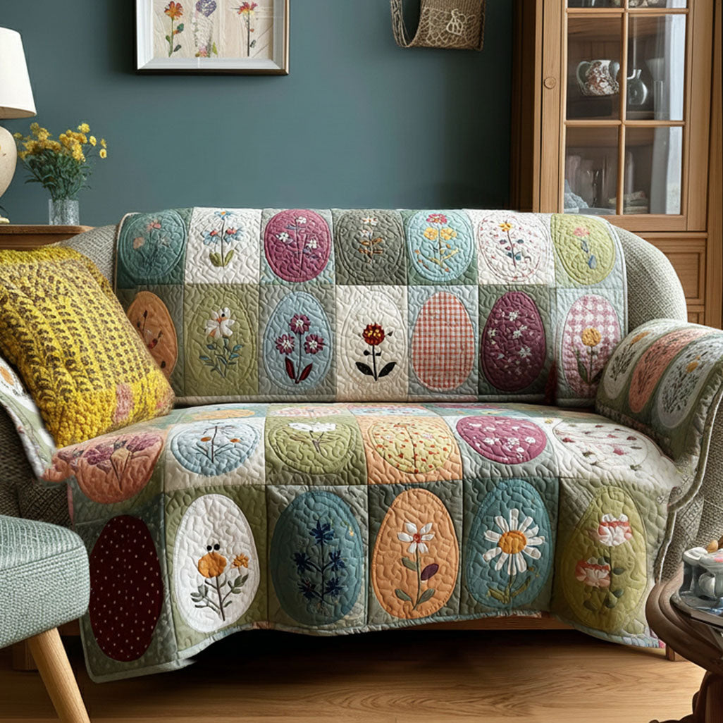 Pastel Egg Meadow Quilted Sofa Cover NCU0PT11377