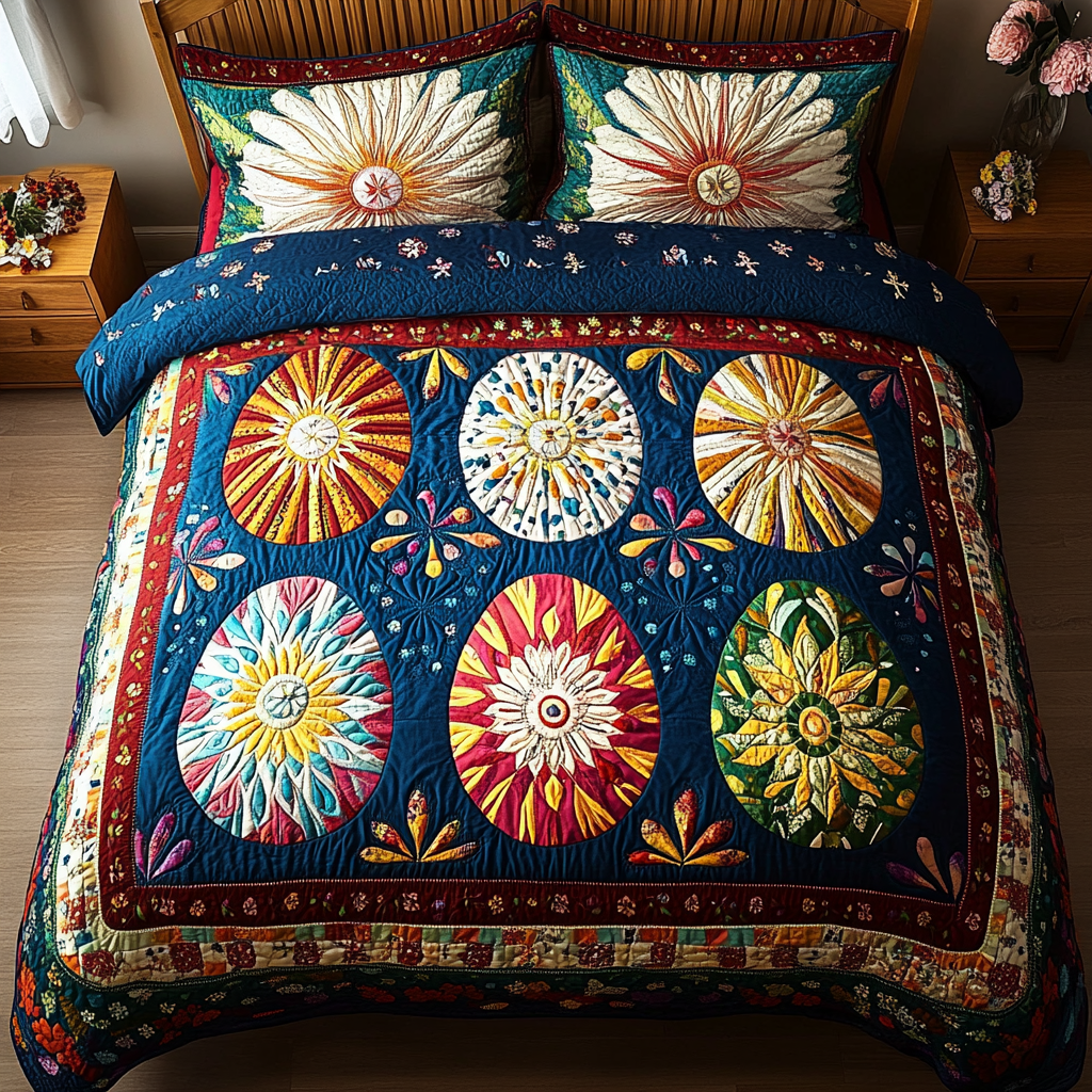 Pastel Eggs 3-Piece Quilted Bedding Set NCU0DK5423