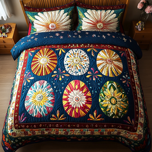Pastel Eggs 3-Piece Quilted Bedding Set NCU0DK5423