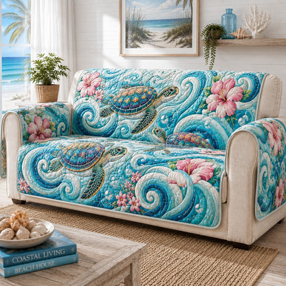 Pastel Flora Swimmers Quilted Sofa Cover NCU0VL3938