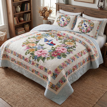 Pastel Garden Dream 3-Piece Quilted Bedding Set NCU0PT11528