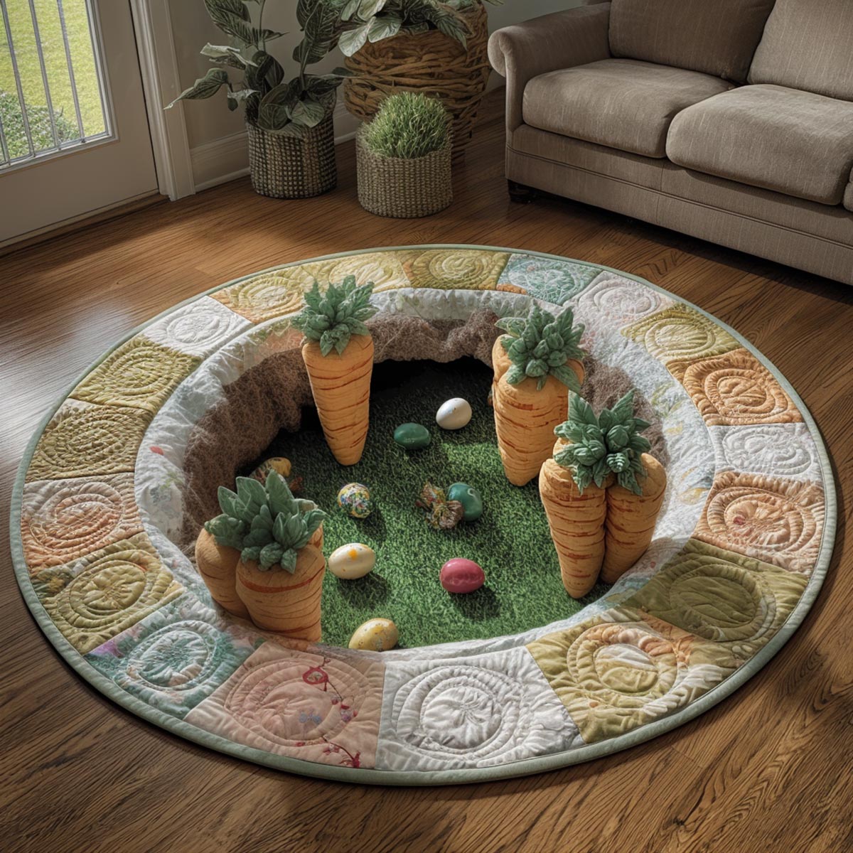 Pastel Nest Quilted Round Mat NCU0DV9394