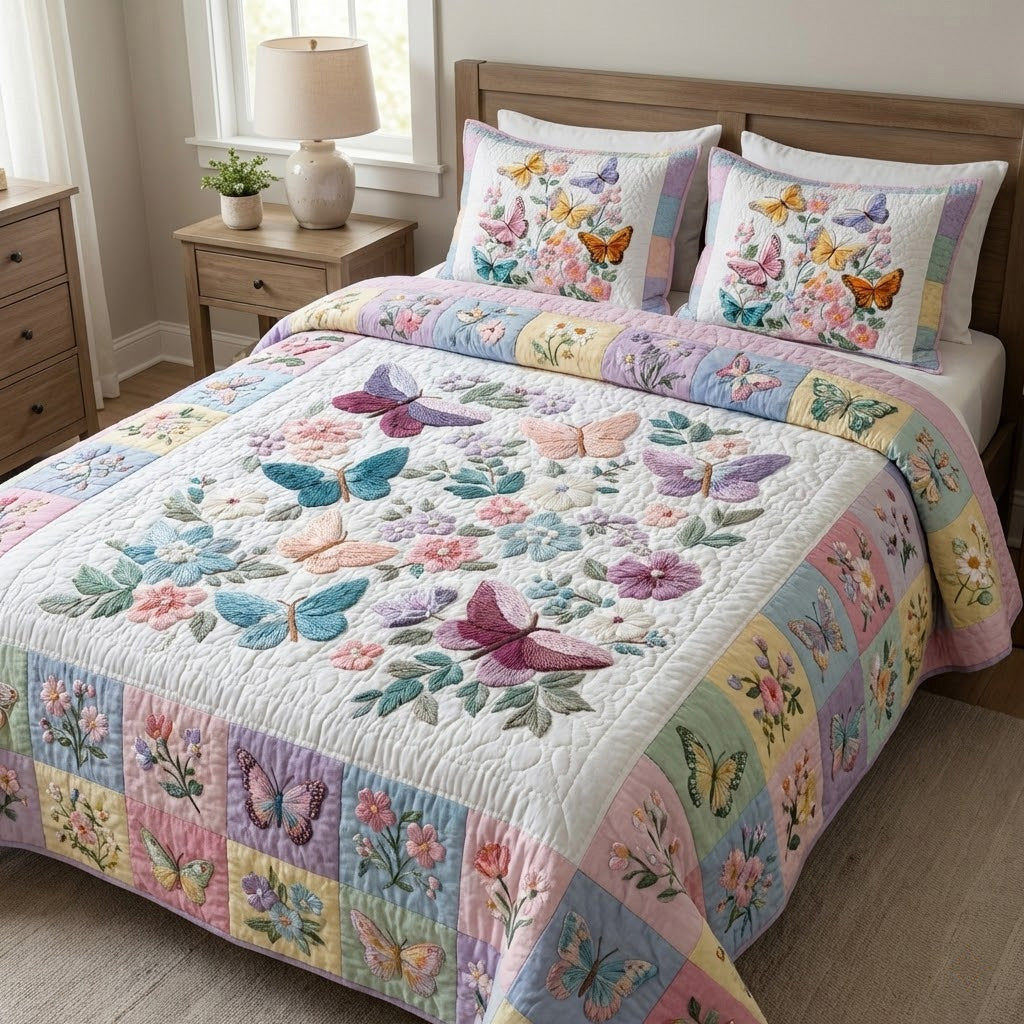Pastel Parade 3-Piece Quilted Bedding Set NCU0VL3330