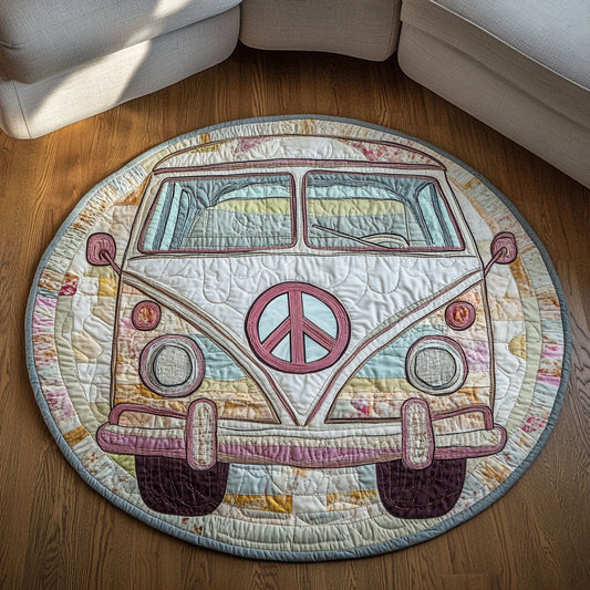 Pastel Peace Bus Quilted Round Mat NCU0NT4192