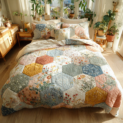 Pastel Petals 3-Piece Quilted Bedding Set NCU0VL3214