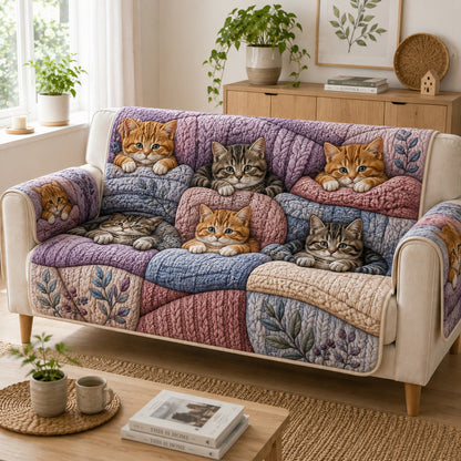 Pastel Purr Clouds Quilted Sofa Cover NCU0VL3920