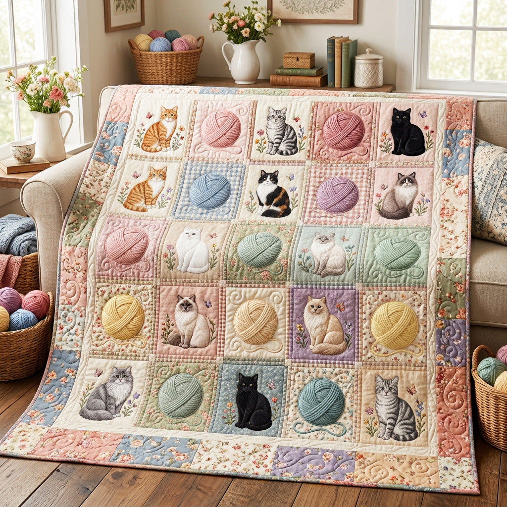 Pastel Purrs Quilted Blanket NCU0TV2020