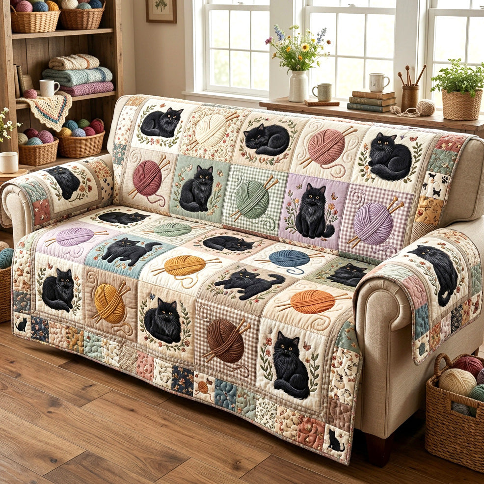 Pastel Purrs Quilted Sofa Cover NCU0TV2029