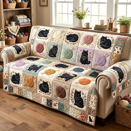 Pastel Purrs Quilted Sofa Cover NCU0TV2029