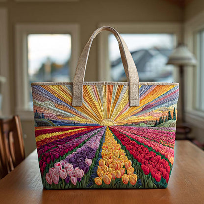 Pastel Tulip Path Quilted Tote Bag NCU0NT9372