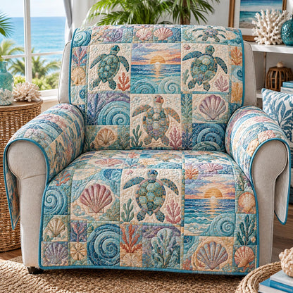 Pastel Turtle Coast Quilted Sofa Cover NCU0DV10447