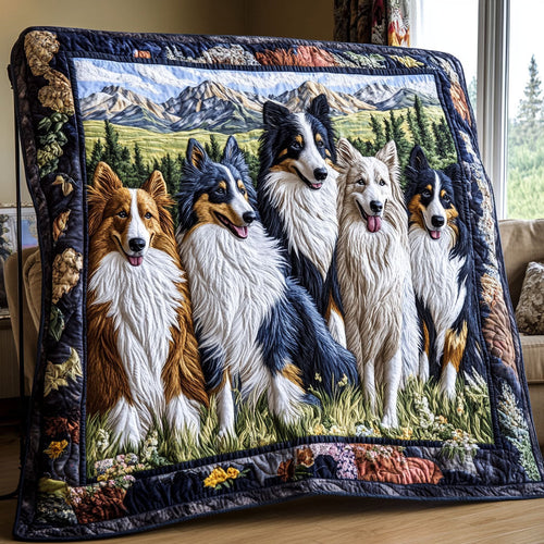 Pastoral Collie Charm Quilted Blanket NCU0PT4045