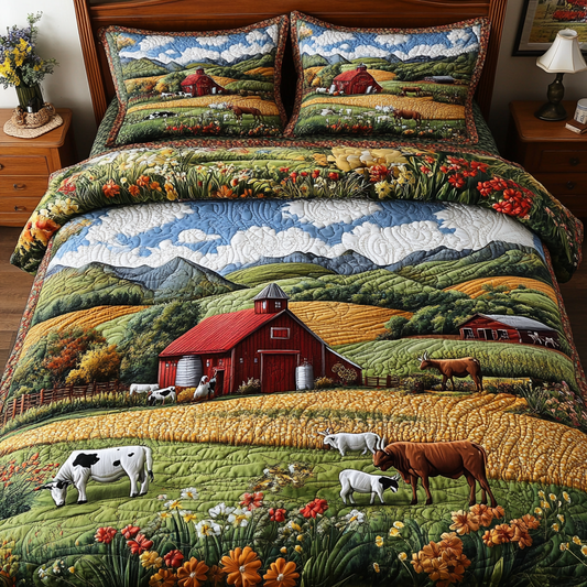 Pastoral Scene 3-Piece Quilted Bedding Set NCU0DK6683
