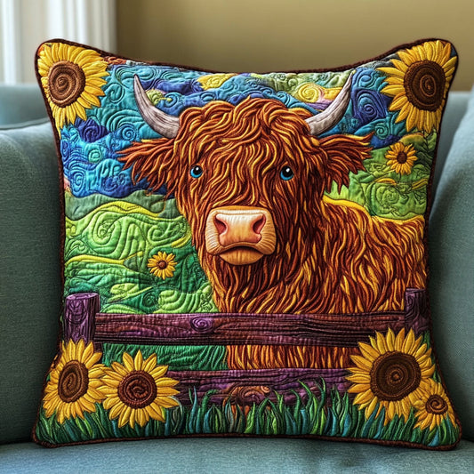 Pasture Bloom Cow Quilted Pillow Case NCU0NT5742