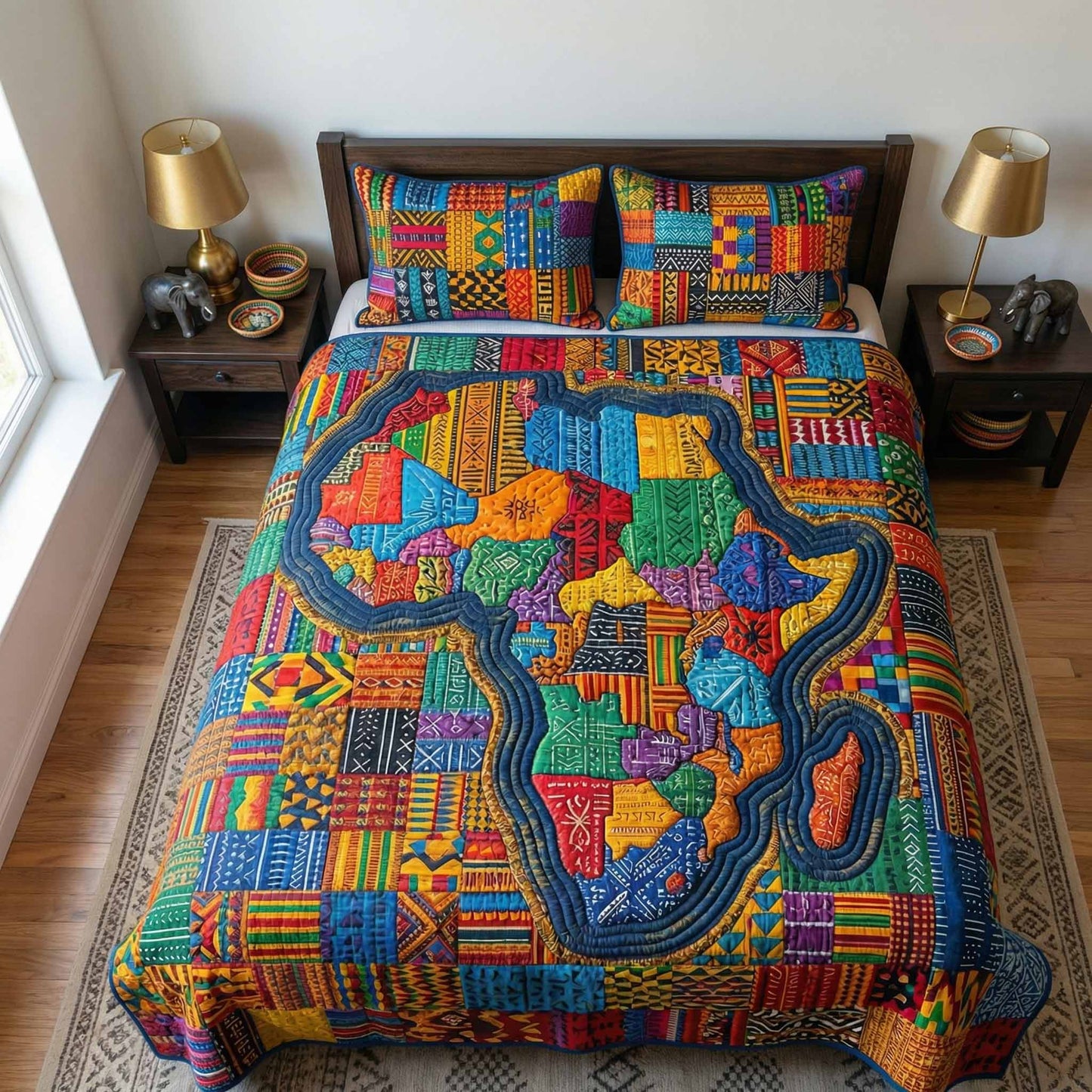Patch Africa 3-Piece Quilted Bedding Set NCU0XD2745