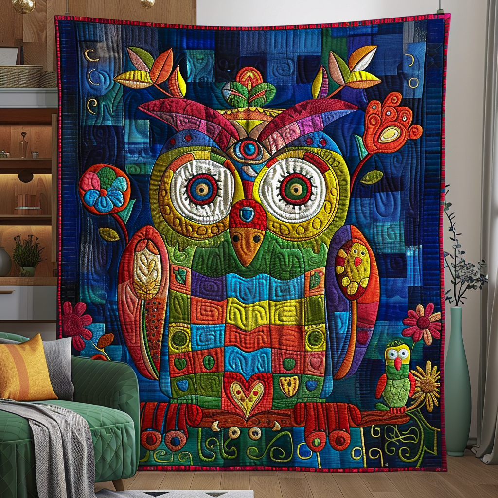 Patchwork Owl Quilted Blanket NCU0NT053