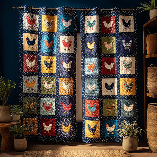 Patchwork Chicken Grid Quilted Curtains NCU0XD2103