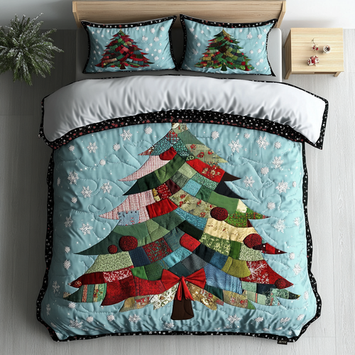 Patchwork Christmas Cheer 3-Piece Quilted Bedding Set NCU0DK2308