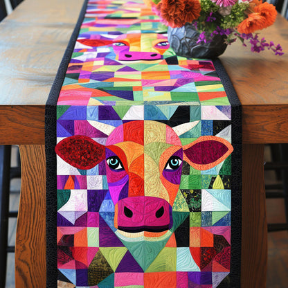 Patchwork Cows Quilted Table Runner NCU0NT6536
