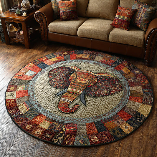 Patchwork Elephant Quilted Round Mat NCU0DV6686