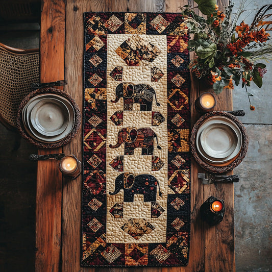Patchwork Elephant Quilted Table Runner NCU0DV6457