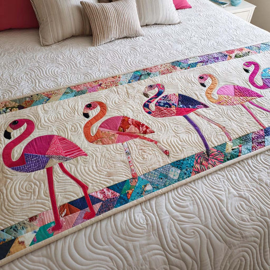 Patchwork Flamingos Quilted Bed Runner NCU0NT10315