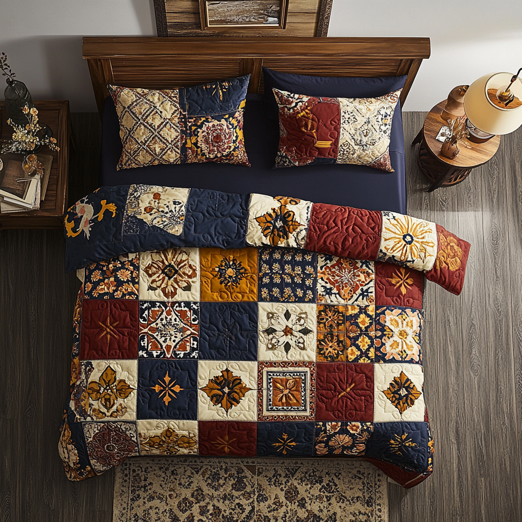 Patchwork Harmony 3-Piece Quilted Bedding Set NCU0VL1014