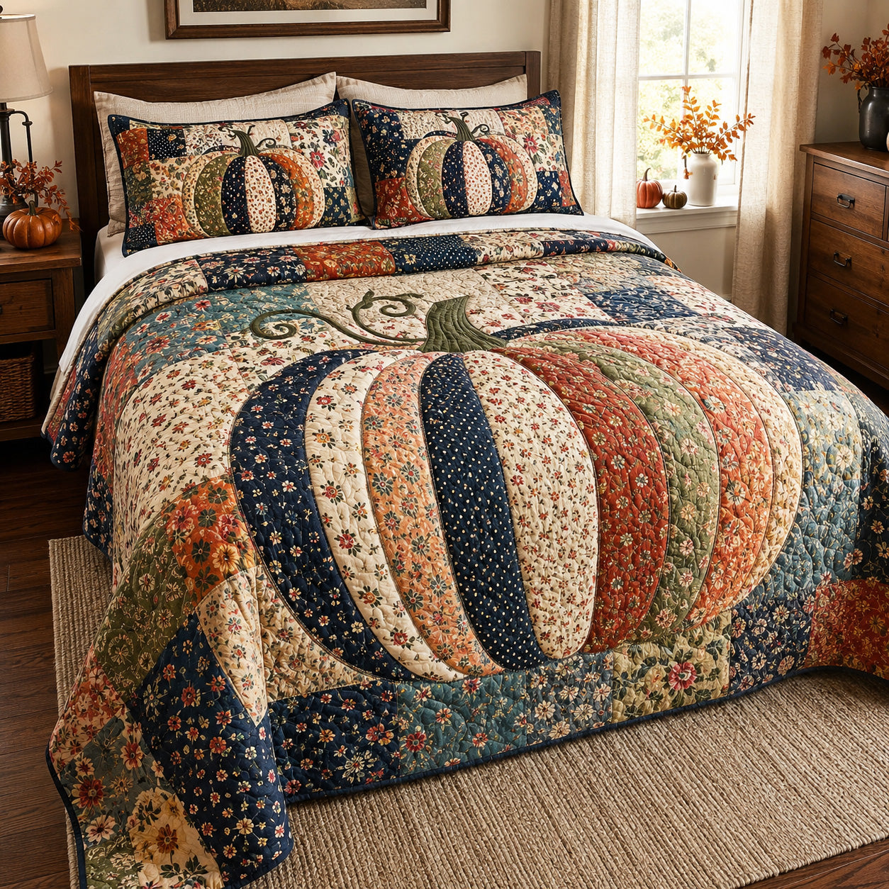 Patchwork Harvest 3-Piece Quilted Bedding Set NCU0TV2126