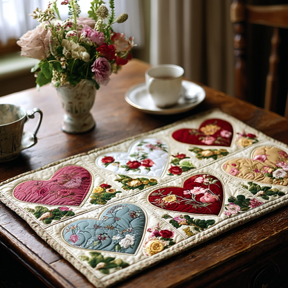 Patchwork Hearts Quilted Place Mat NCU0DK3110