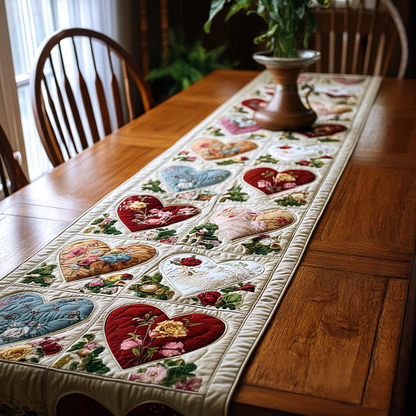 Patchwork Hearts Quilted Table Runner NCU0DK3110