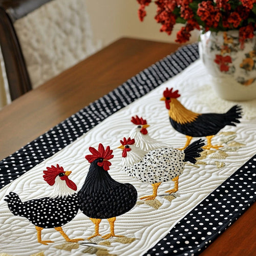 Patchwork Hens Quilted Table Runner NCU0NT3956