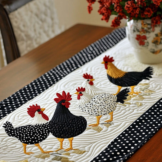 Patchwork Hens Quilted Table Runner NCU0NT3956