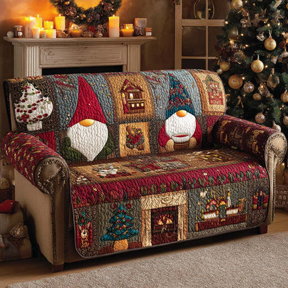 Patchwork Holiday Scene Quilted Sofa Cover NCU0XD2074