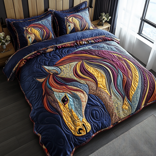 Patchwork Horse 3-Piece Quilted Bedding Set NCU0DV4118