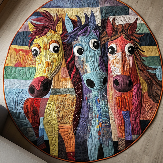 Patchwork Horse Quilted Round Mat NCU0DV5415