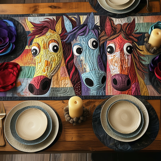 Patchwork Horse Quilted Table Runner NCU0DV5439