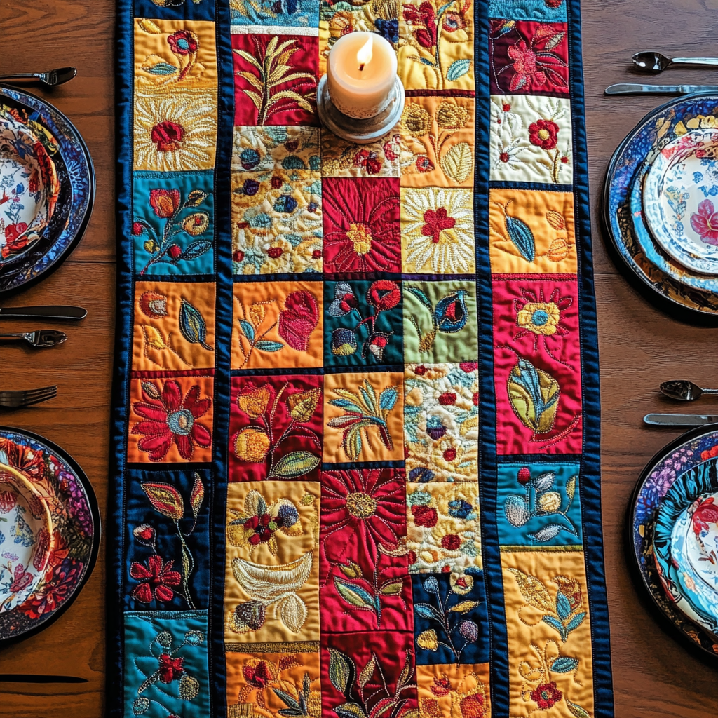 Patchwork Joy Quilted Table Runner NCU0VH2079