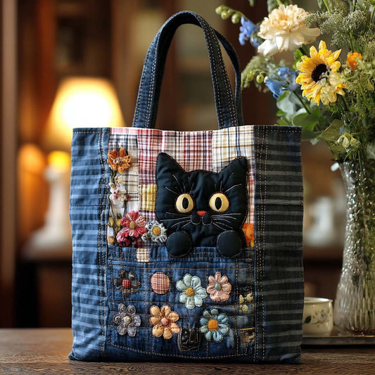Patchwork Kitty Quilted Tote Bag NCU0NT10359