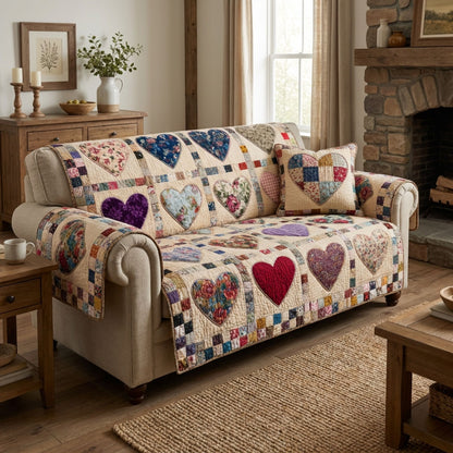 Patchwork Love Quilted Sofa Cover NCU0DK12180